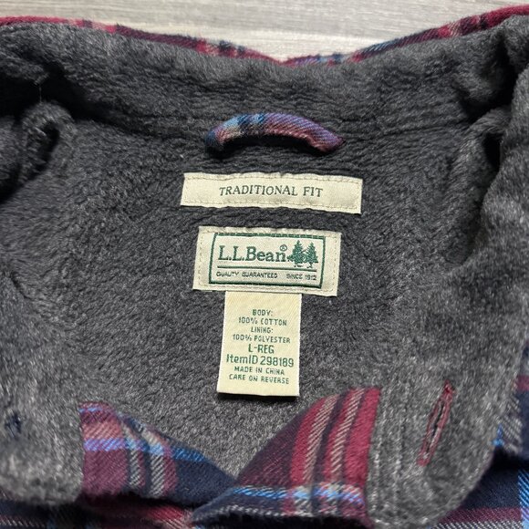 L.L. Bean Men's Fleece-Lined Flannel Shirt Jacket - Red Plaid - Picture 3 of 6
